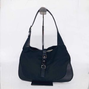 Gucci Jackie Bag Hobo Shoulder Black Canvas Medium Piston Vintage